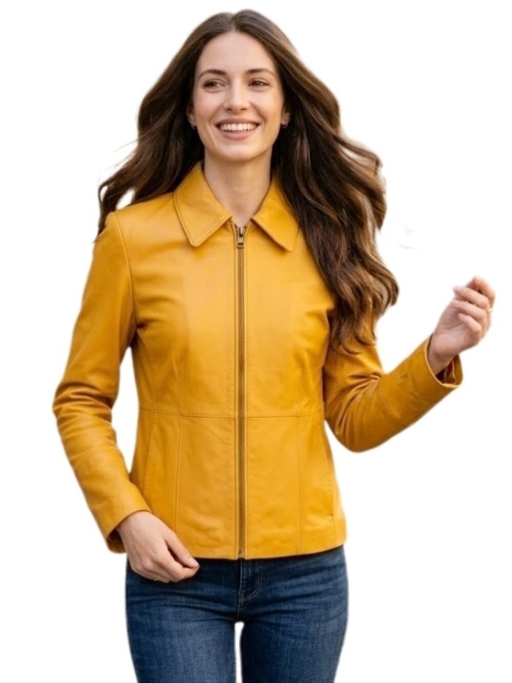 Pendleton Jacket 100% Leather Mustard Yellow Size M - Picture 16 of 16